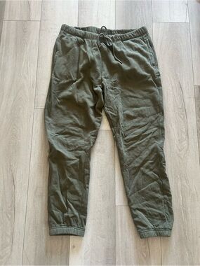 Men's Olive Green Jogger Pants - Casual Drawstring Sweatpants 100% Cotton size L